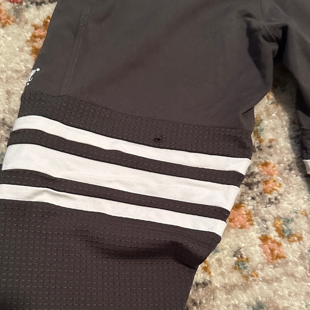 Bombshell Sportswear Black Leggings with White Stripes - Picture 5 of 6